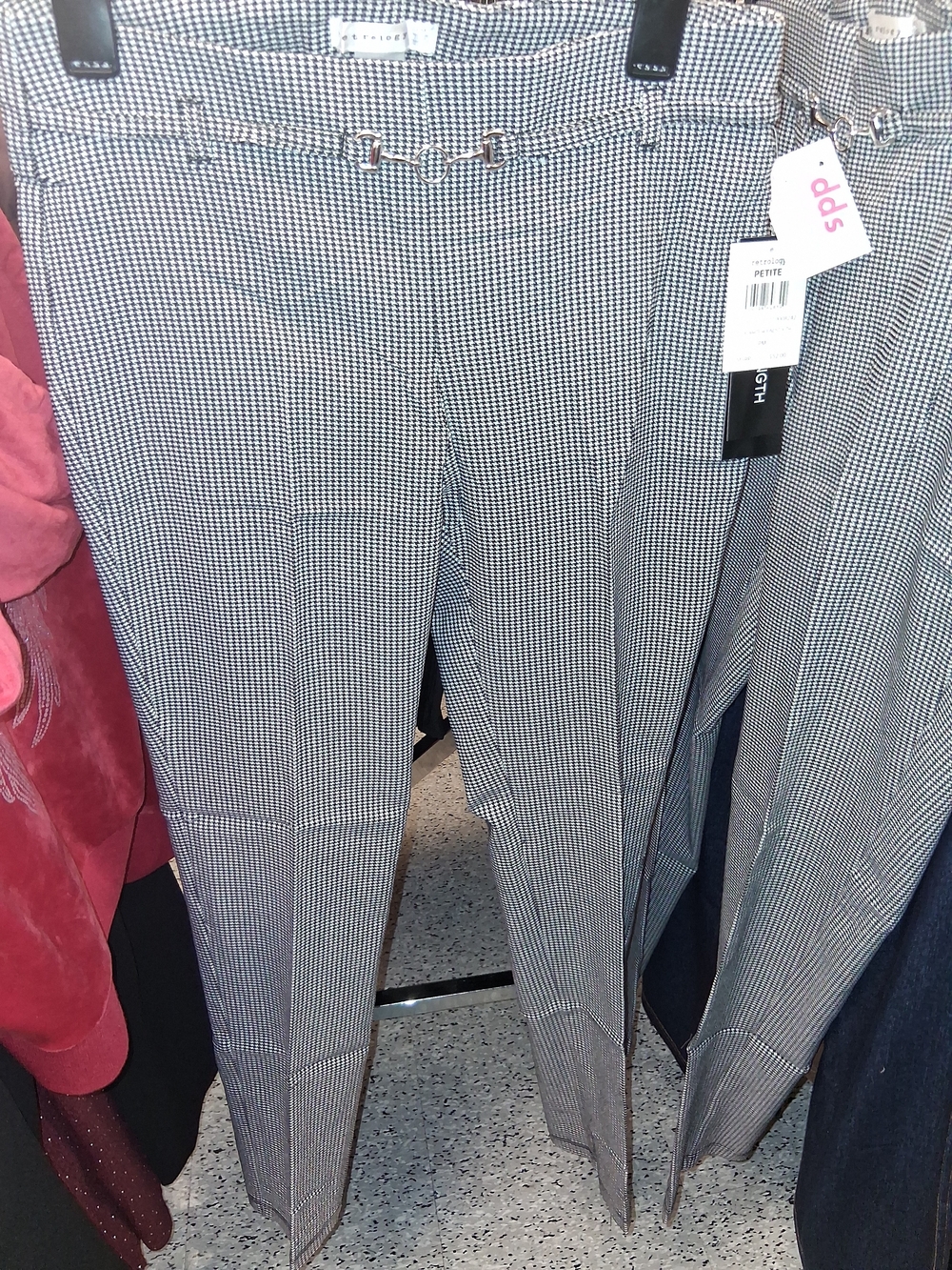 Petite Houndstooth Slim-Leg Pants - Black & White